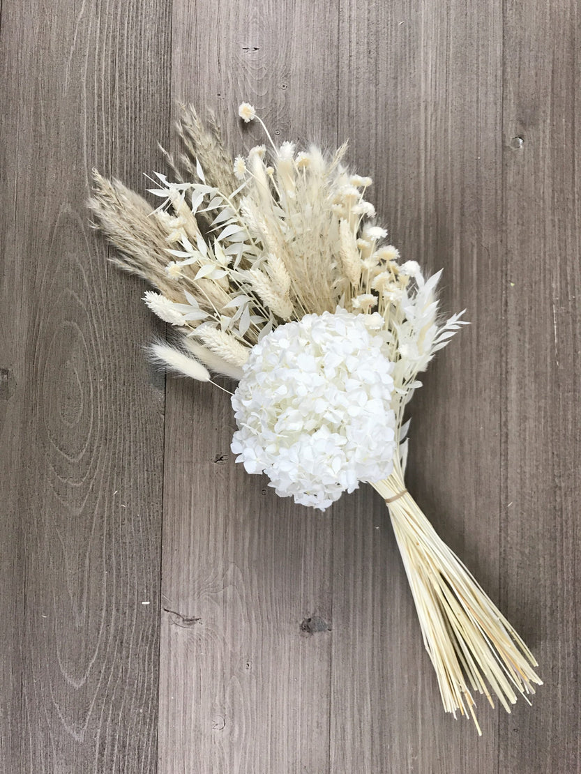 Bouquet de fleurs séchées avec hortensia stabilisée - Bouquet