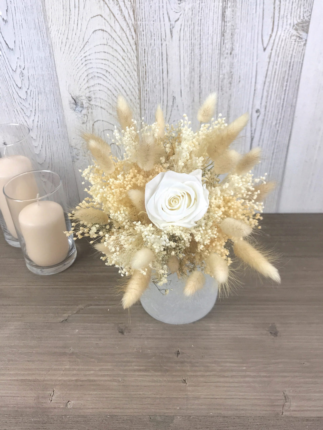 Bouquet de fleurs séchées avec rose stabilisée - Bouquet