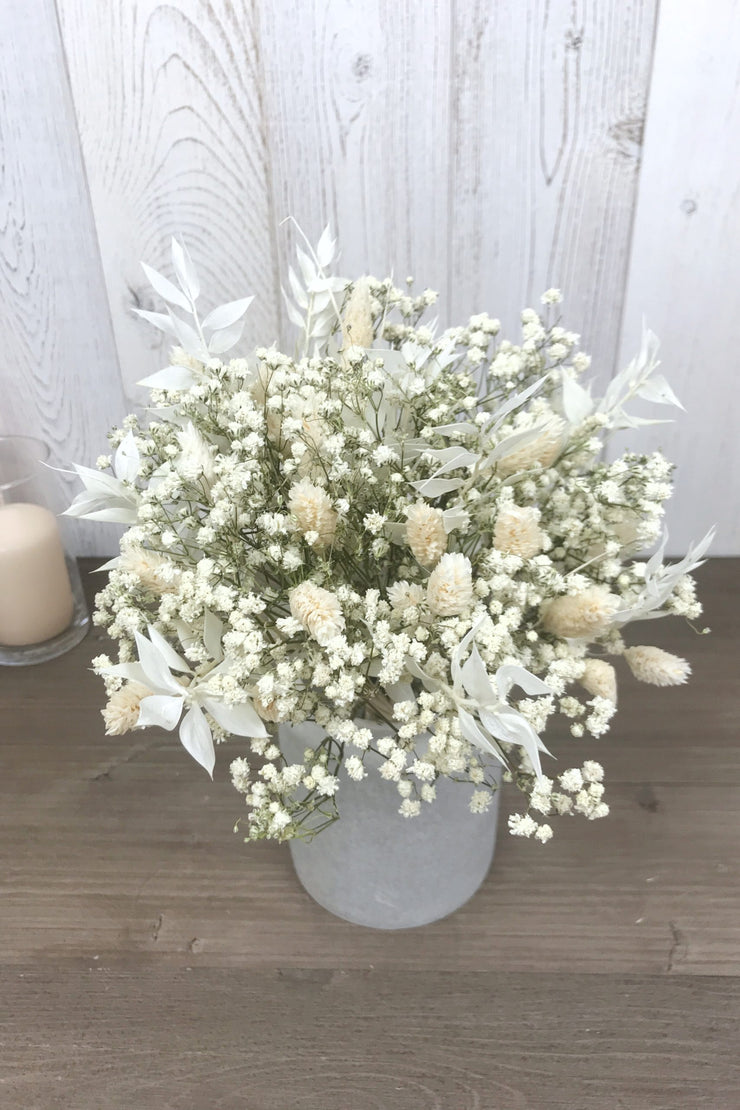 Bouquet de fleurs séchées blanches avec gypsophile - Bouquet