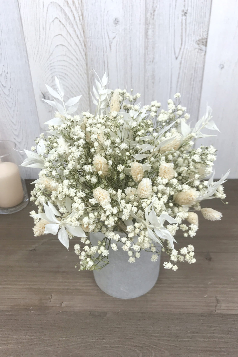 Bouquet de fleurs séchées blanches avec gypsophile - Bouquet