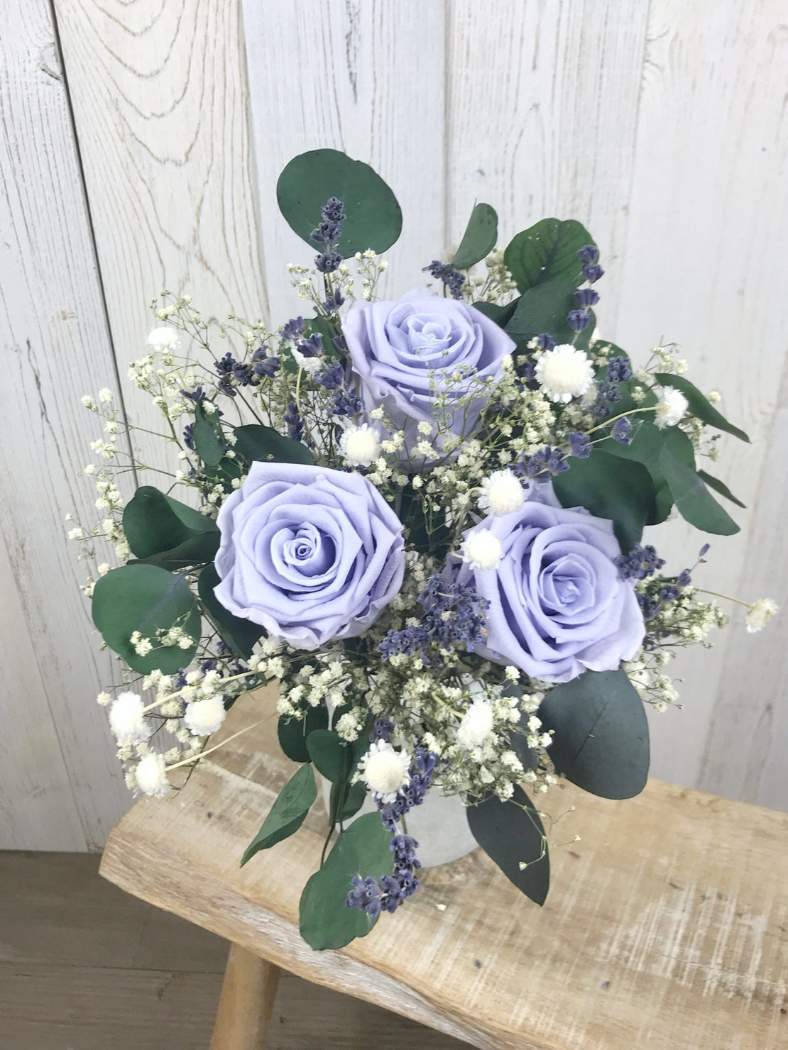 Bouquet avec roses éternelles et lavande séchée - Bouquet “Tiffany”