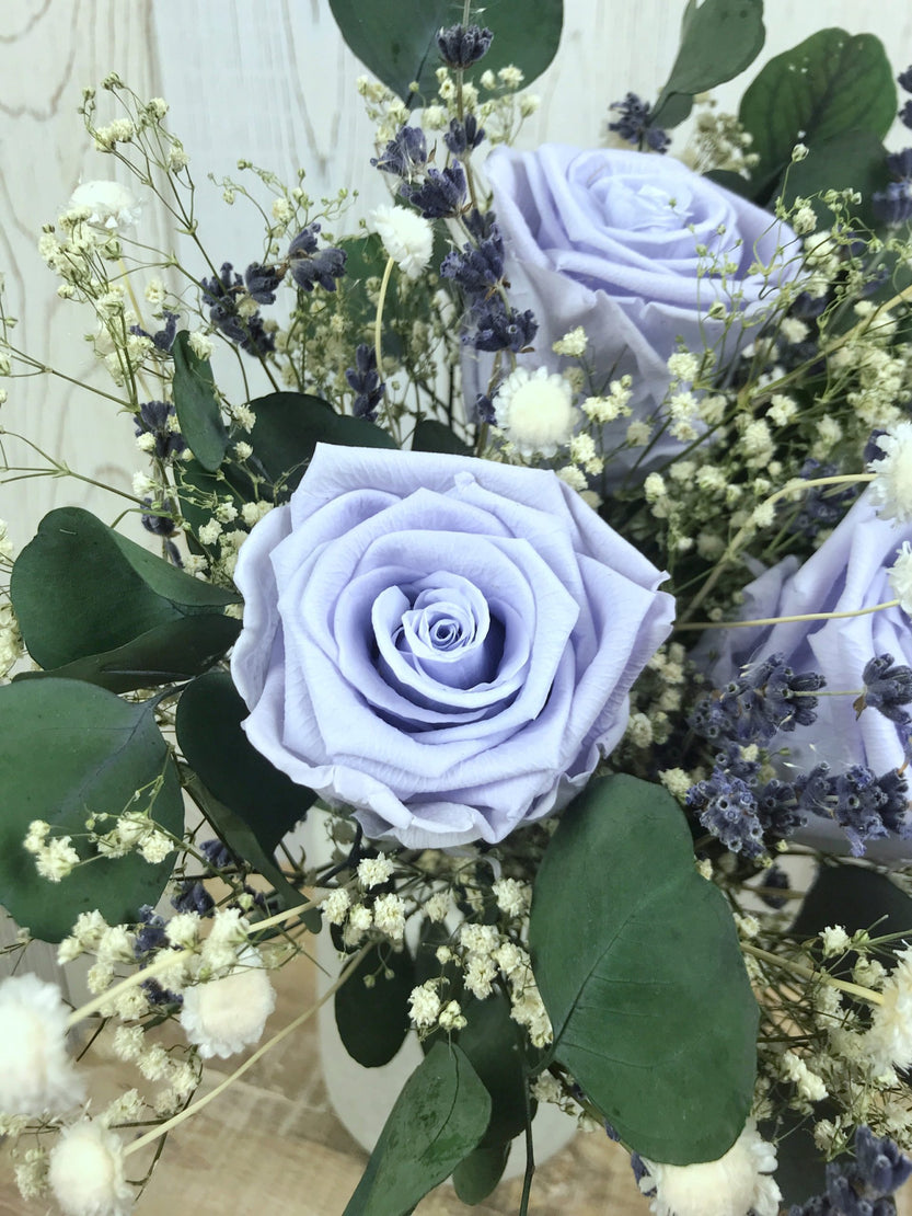 Bouquet avec roses éternelles et lavande séchée - Bouquet “Tiffany”