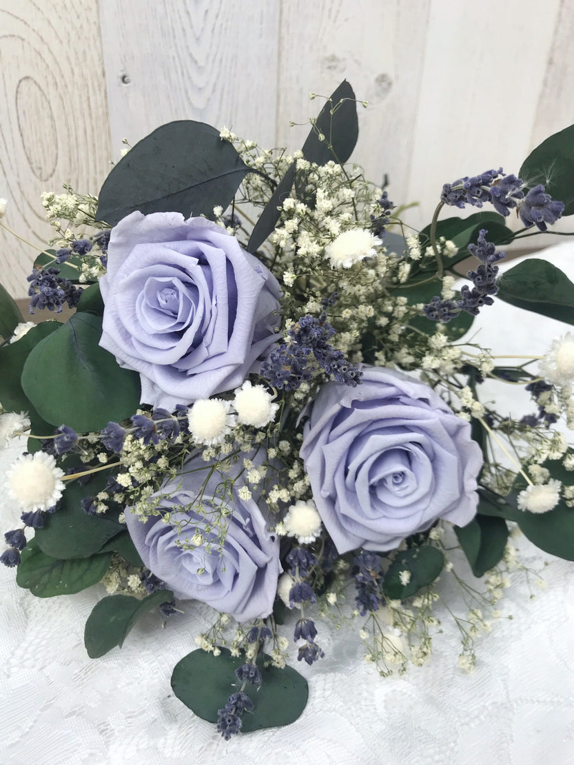 Bouquet avec roses éternelles et lavande séchée - Bouquet “Tiffany”