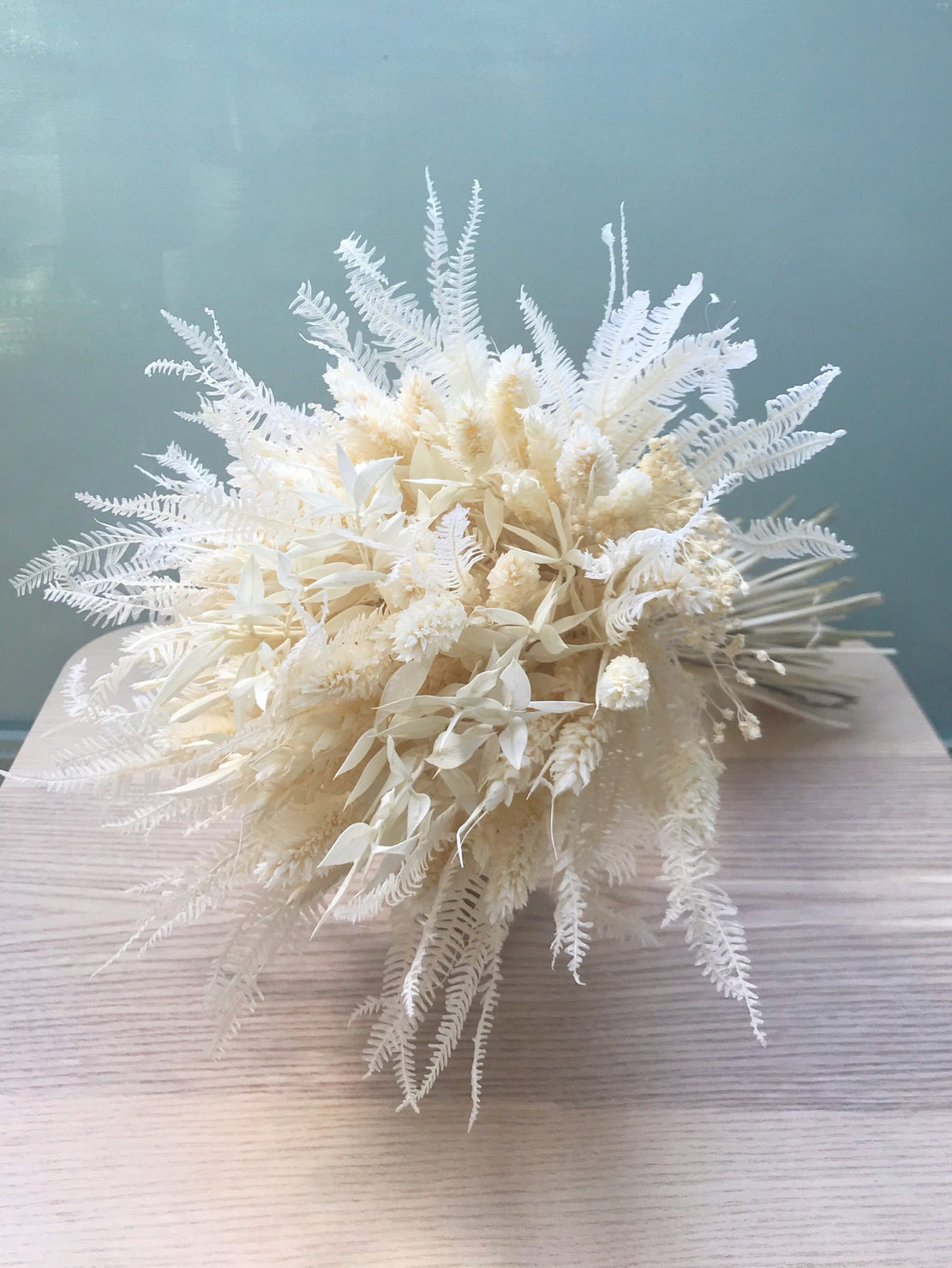 Bouquet de fleurs séchées couleur blanc avec phalaris - Bouquet « Norma »