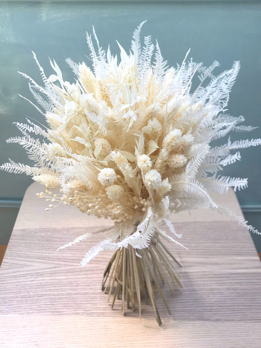 Bouquet de fleurs séchées couleur blanc avec phalaris - Bouquet « Norma »