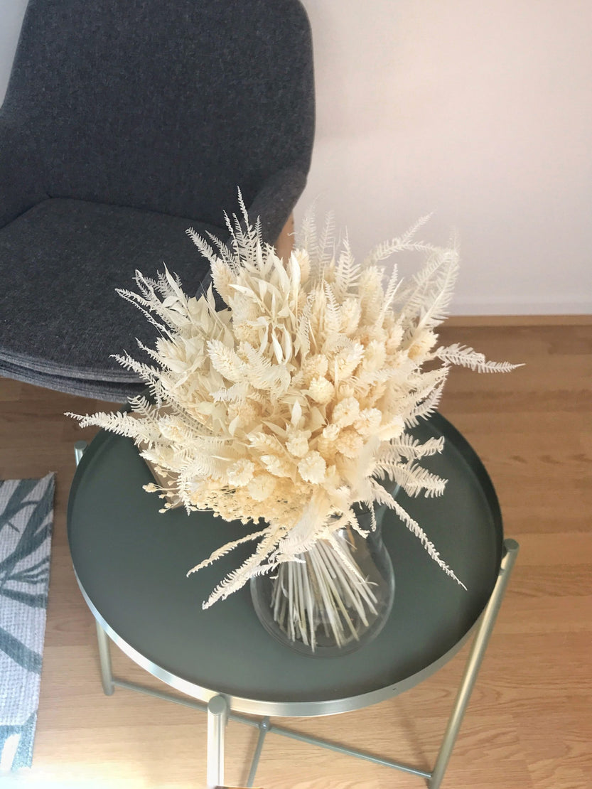 Bouquet de fleurs séchées couleur blanc avec phalaris - Bouquet « Norma »