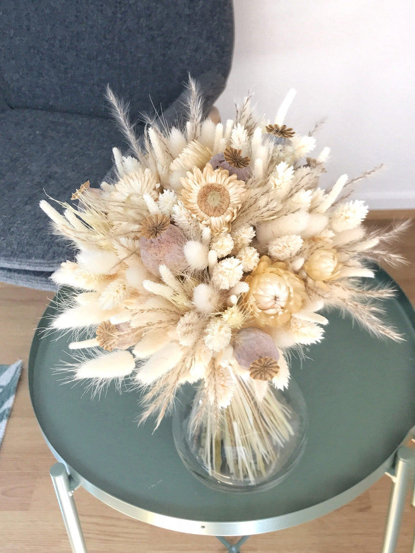 Bouquet de fleurs séchées naturelles couleur blanc crème - Bouquet « Pavot »