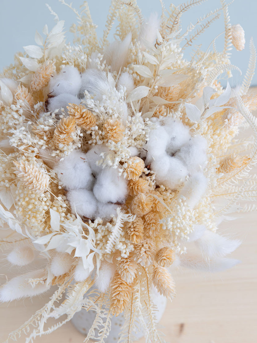 Bouquet avec fleurs de coton séchées - Bouquet