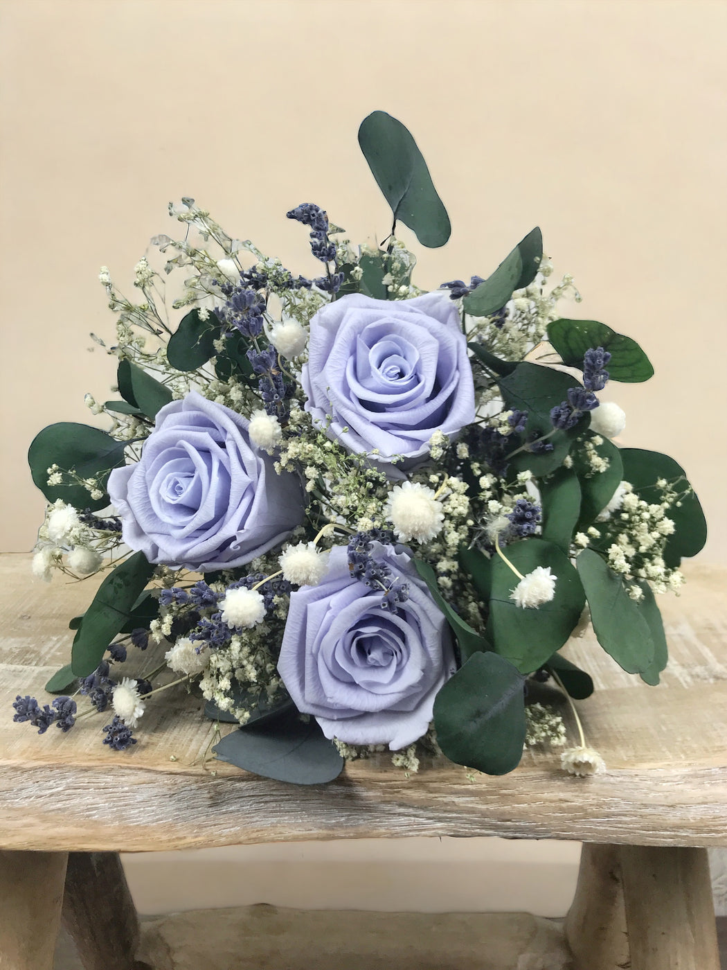 Bouquet avec roses éternelles et lavande séchée - Bouquet “Tiffany”