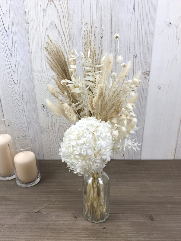 Bouquet de fleurs séchées avec hortensia stabilisée - Bouquet "Bohème"