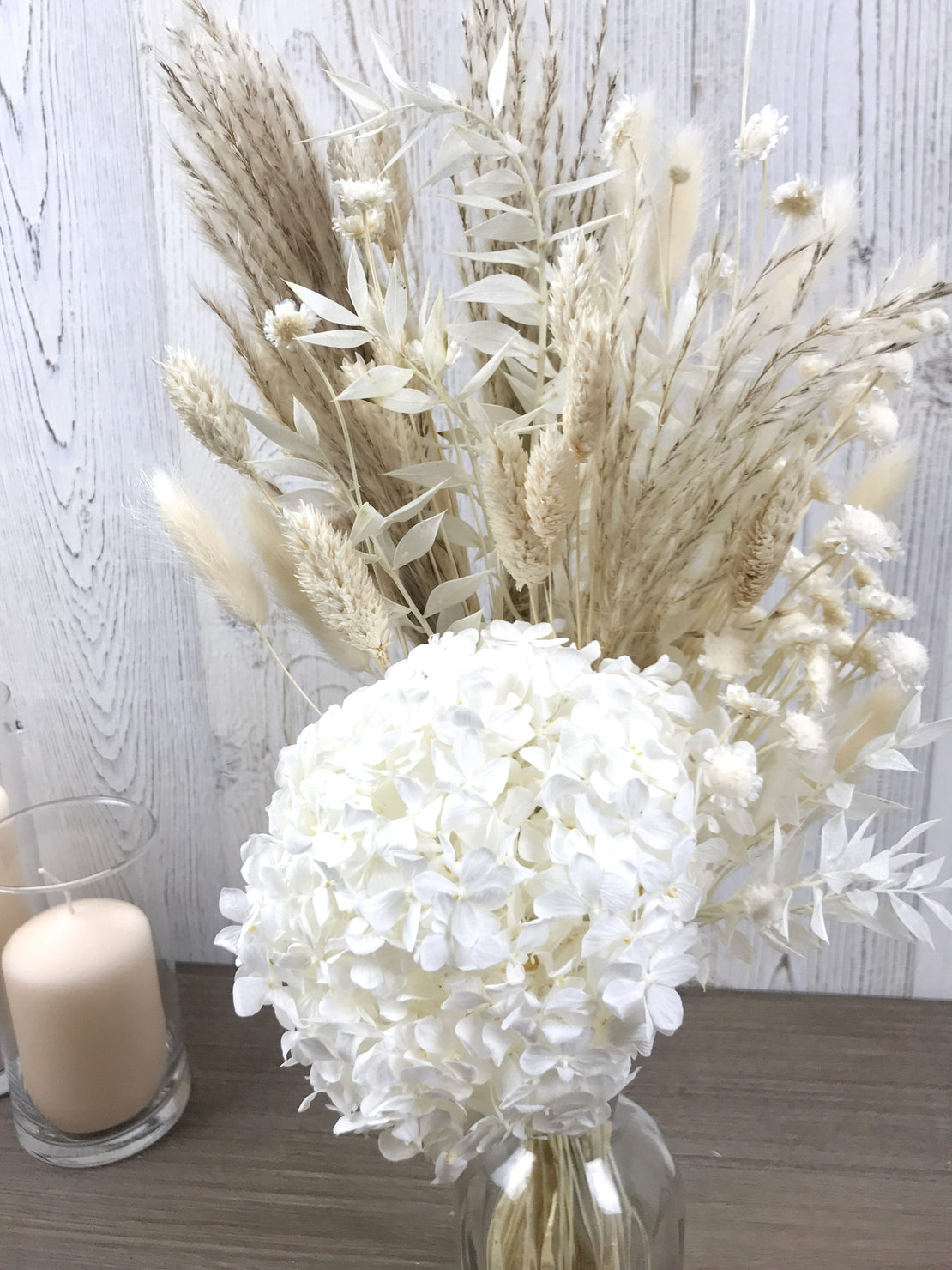 Bouquet de fleurs séchées avec hortensia stabilisée - Bouquet 