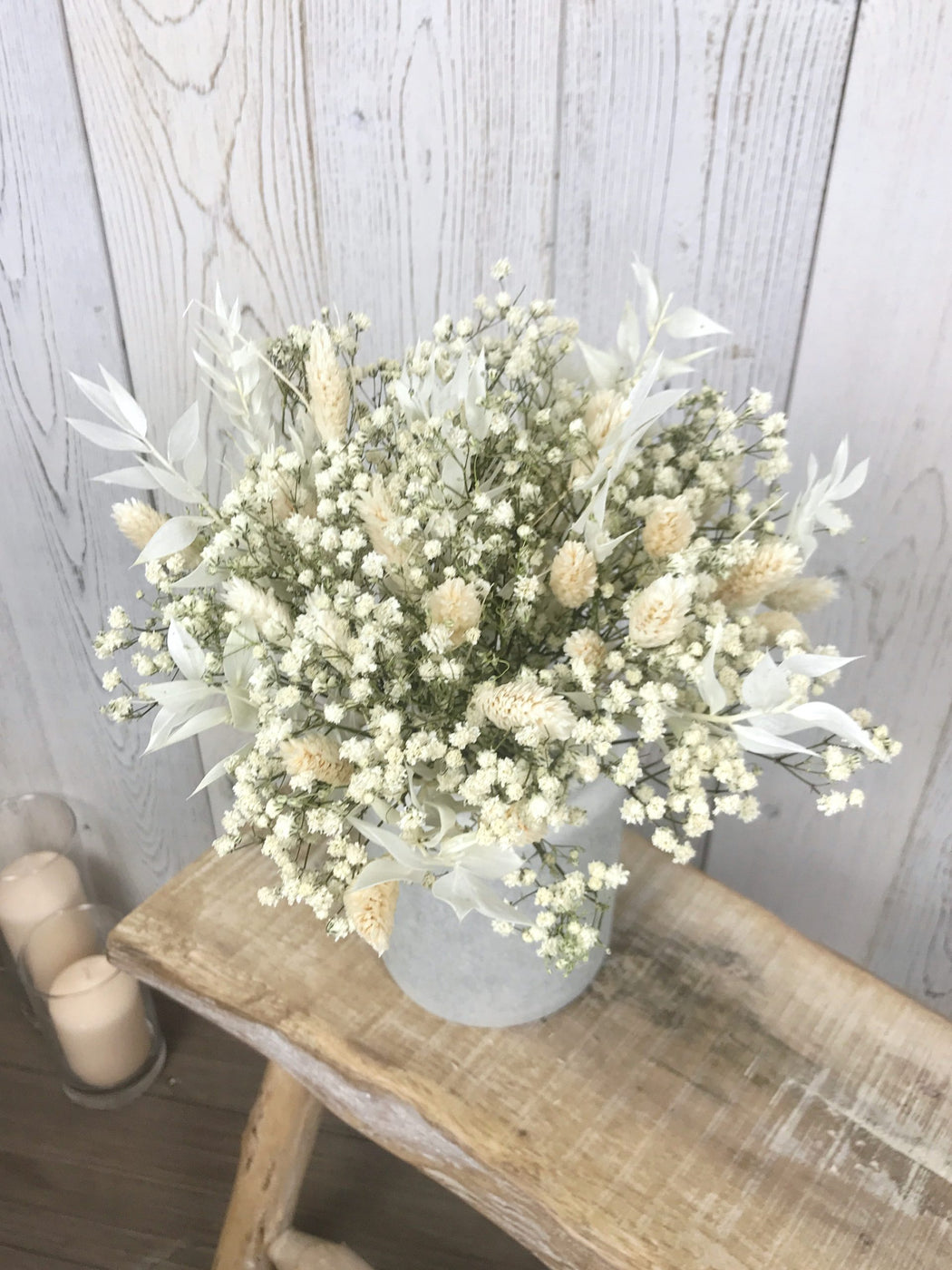 Bouquet Gypsophile Séchée Blanche Naturelle 43 Cm - Plus De 1500 Fleurs Pour Mariage, Déco Vase, Intérieur Épuré Et Romantique
