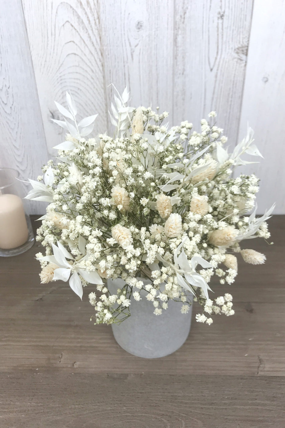 Bouquet de fleurs séchées blanches avec gypsophile - Bouquet 
