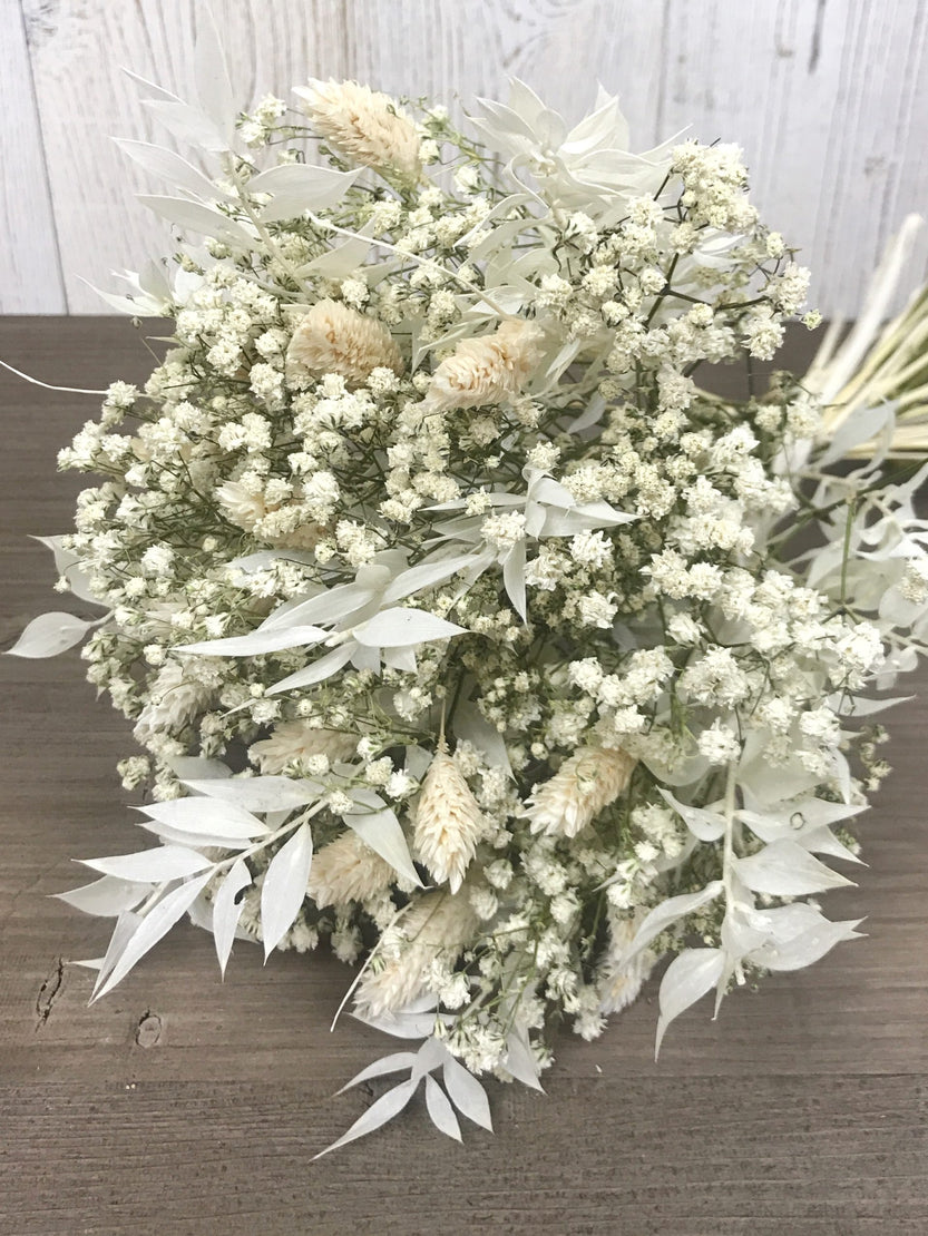 Bouquet de fleurs séchées blanches avec gypsophile - Bouquet 