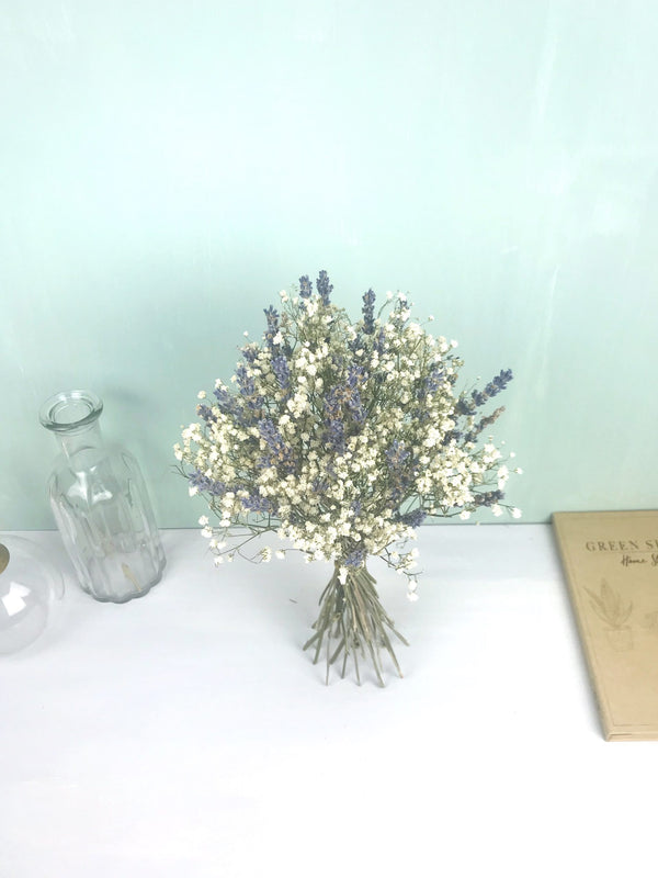 Preserved White Gypsophila and Lavender Bouquet - "Luna" Bouquet