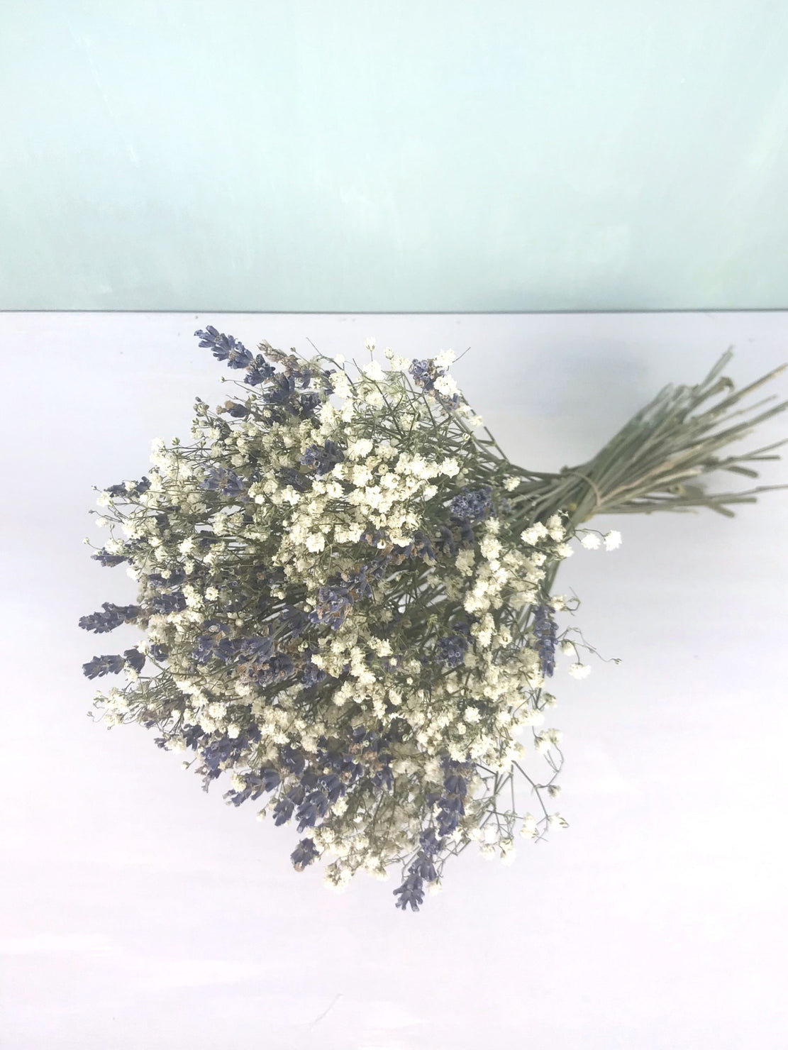 Bouquet de gypsophile blanche stabilisée et lavande - Bouquet « Luna »