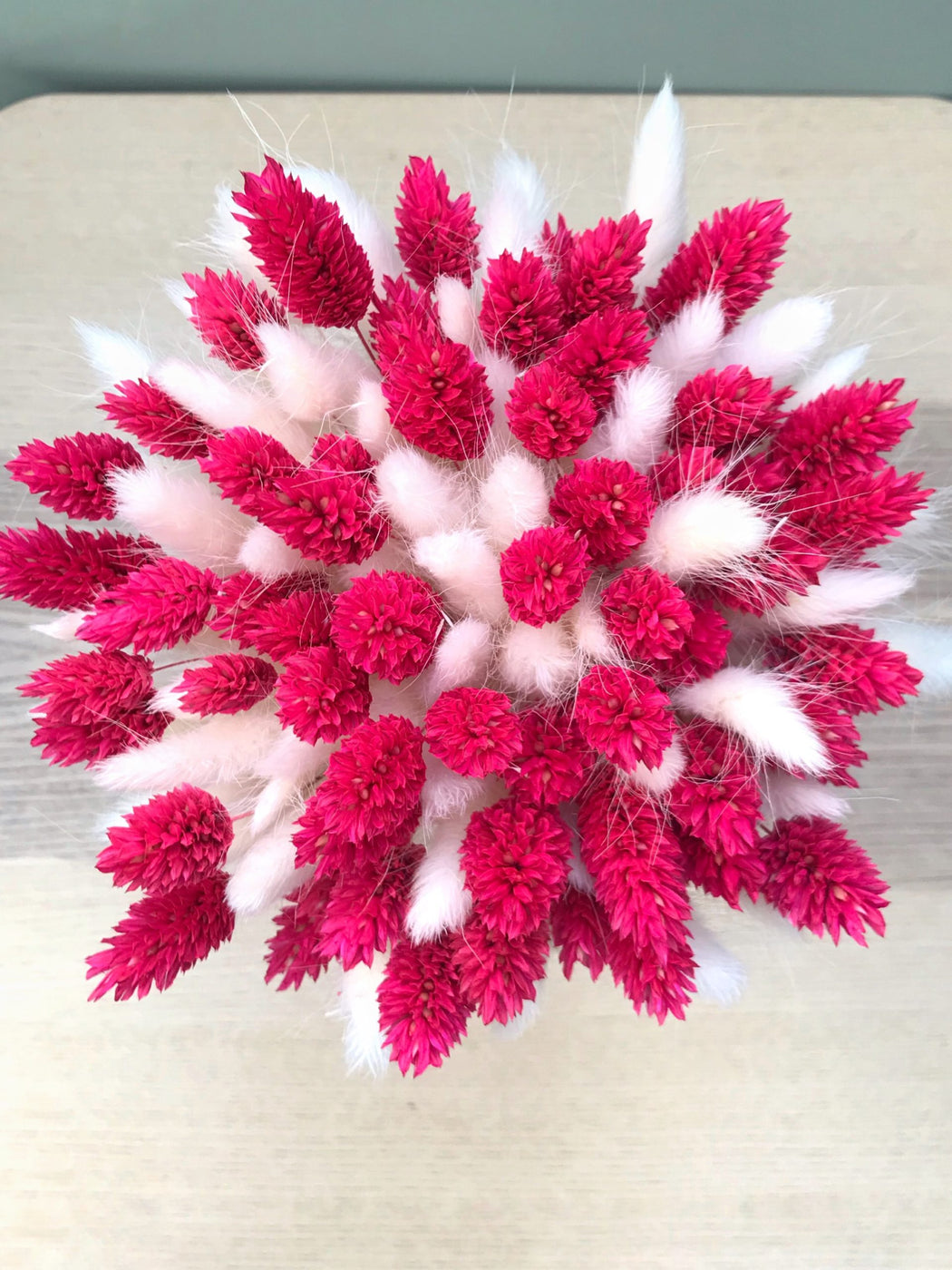 Bouquet of fuchsia and white dried flowers - Bouquet “Roxane”