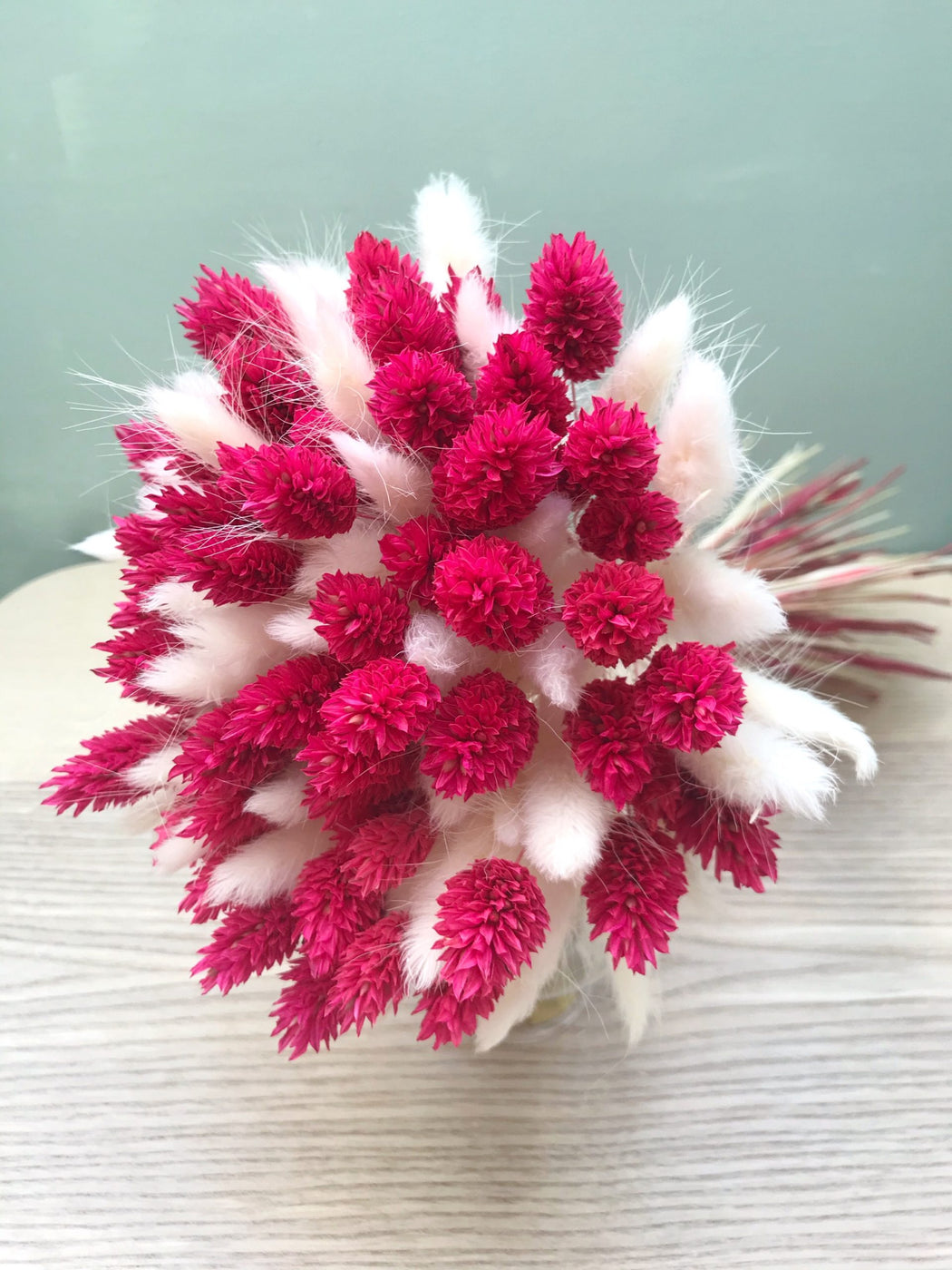 Bouquet of fuchsia and white dried flowers - Bouquet “Roxane”