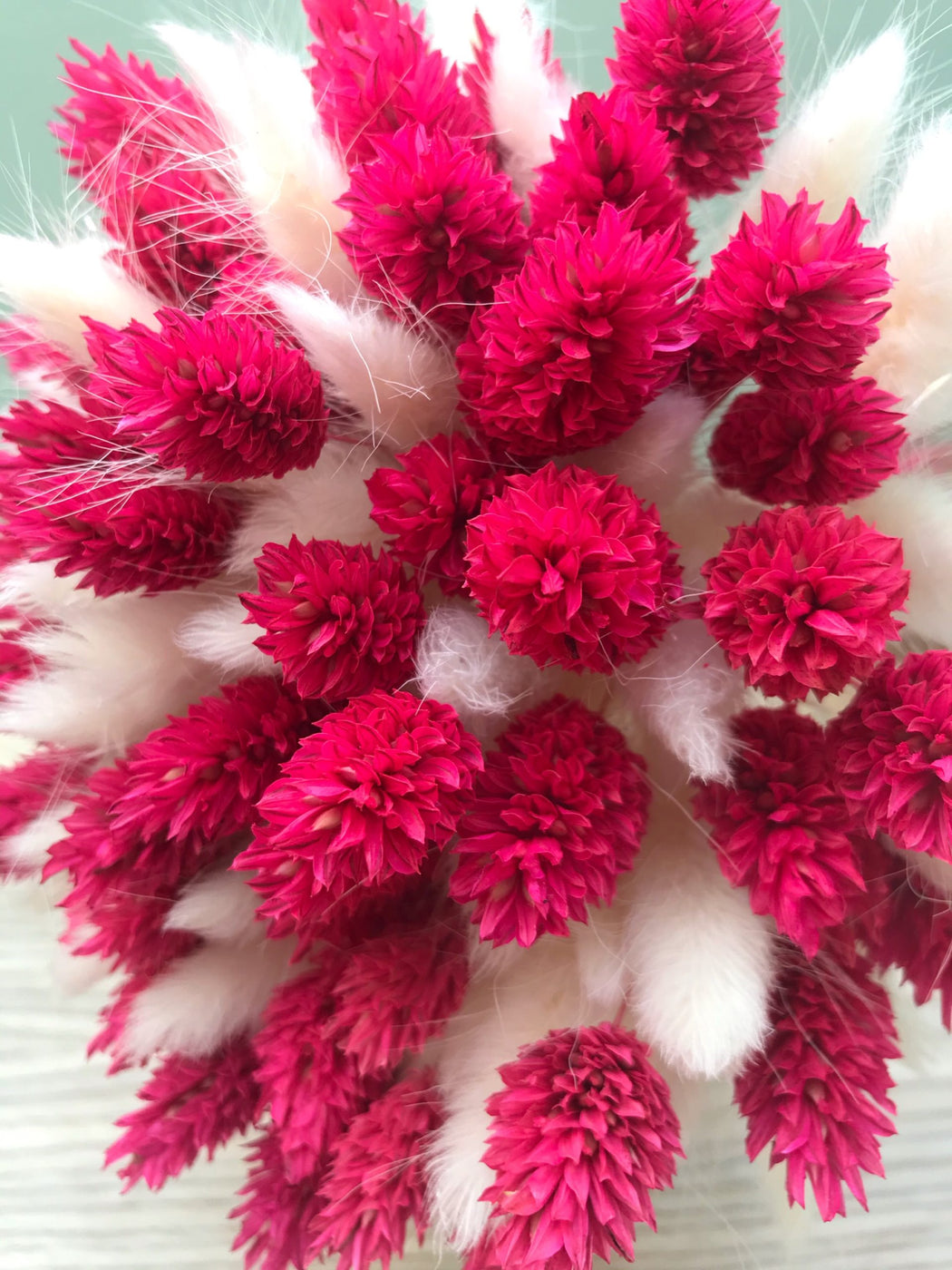 Bouquet of fuchsia and white dried flowers - Bouquet “Roxane”