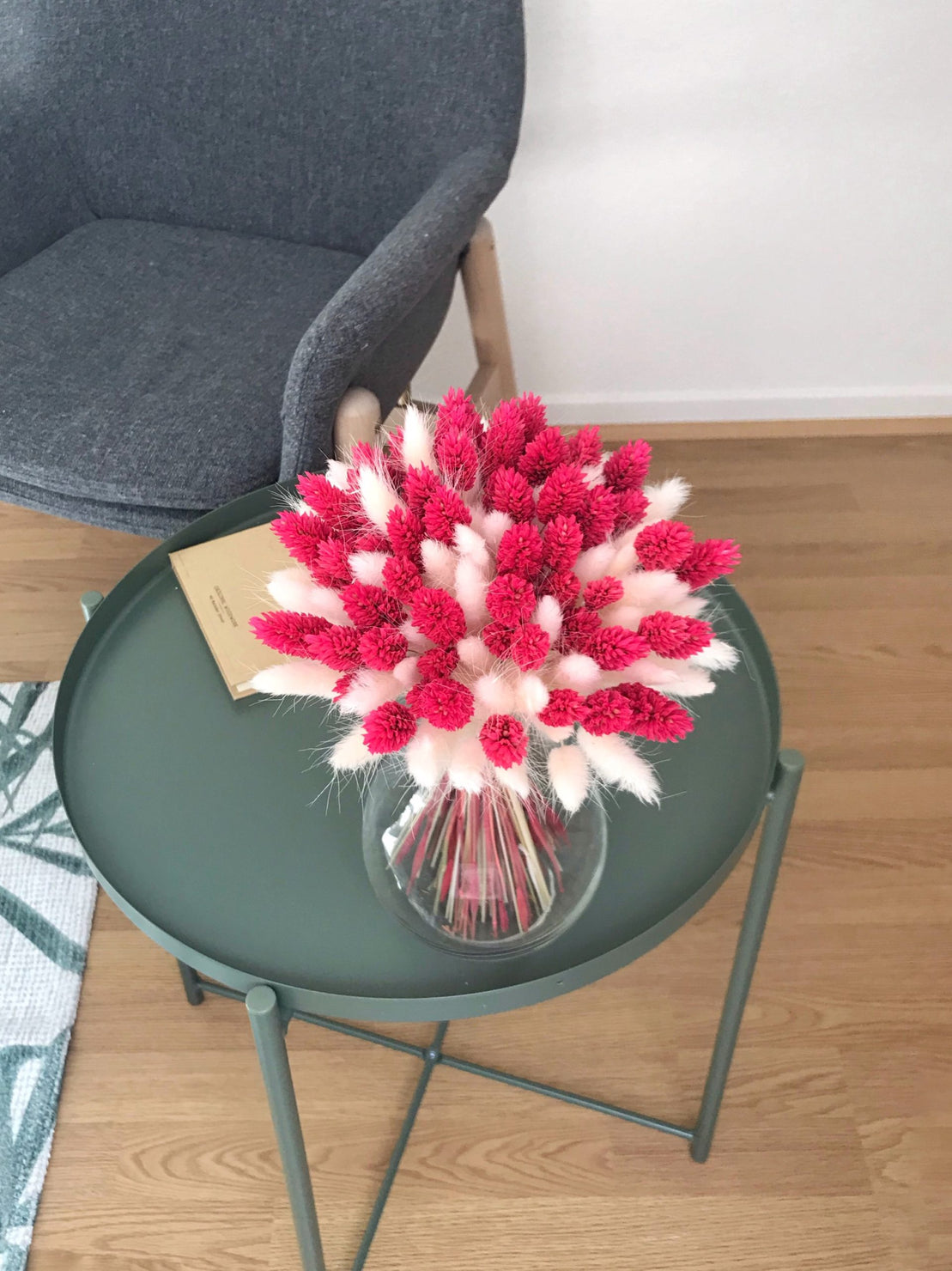 Bouquet of fuchsia and white dried flowers - Bouquet “Roxane”