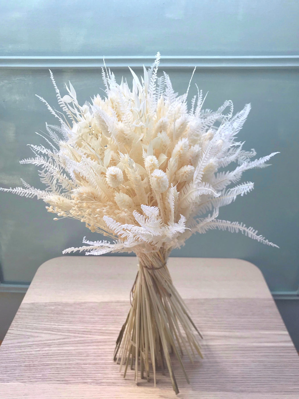 White Dried Flower Bouquet with Phalaris - 