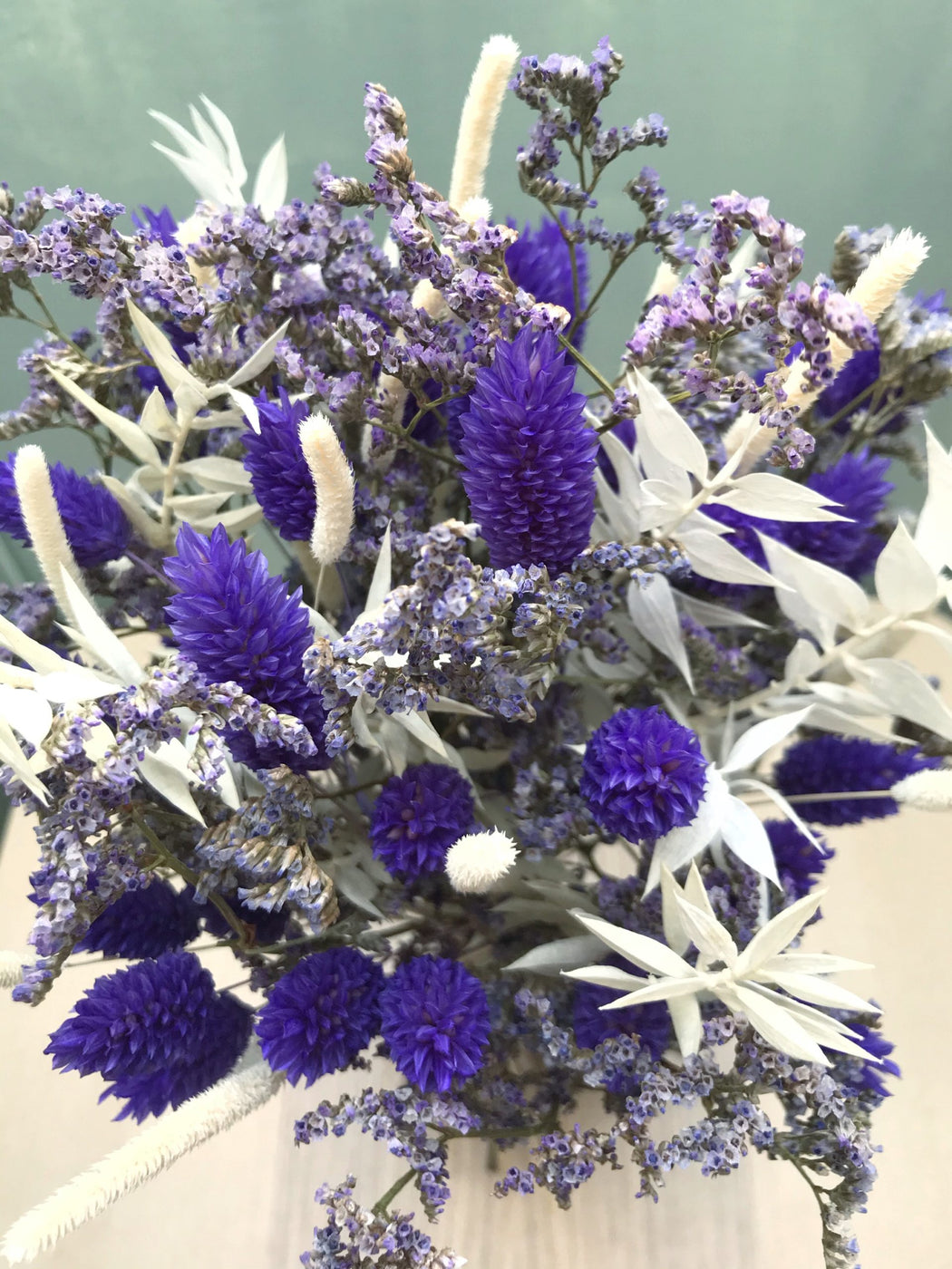 Dried Flower Bouquet with Limonium and Purple Phalaris - 