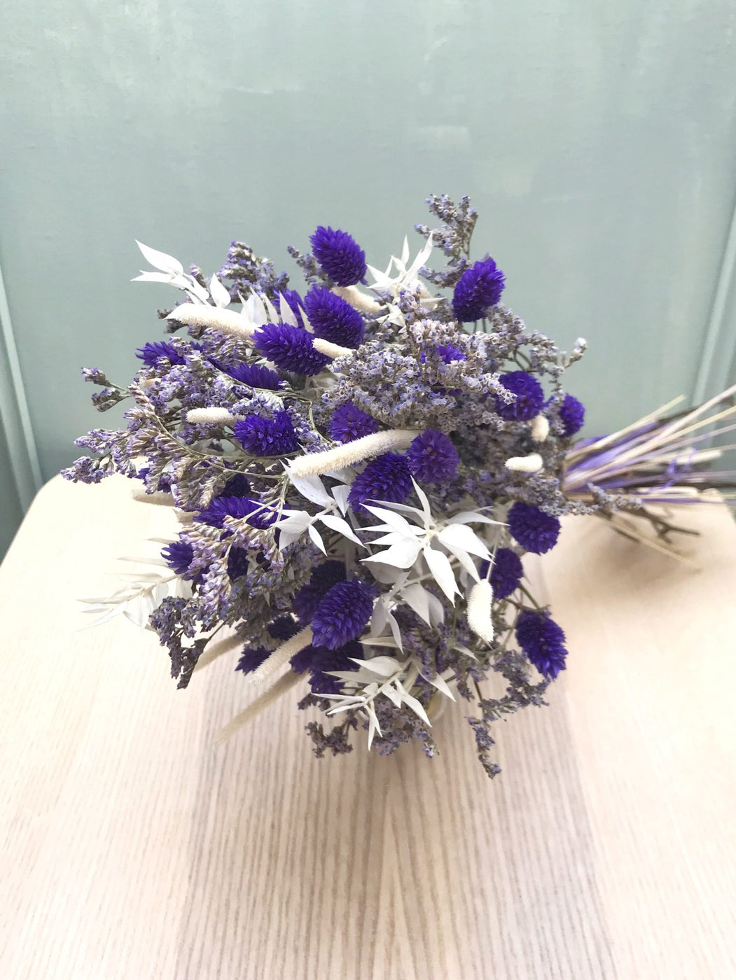Dried Flower Bouquet with Limonium and Purple Phalaris - 