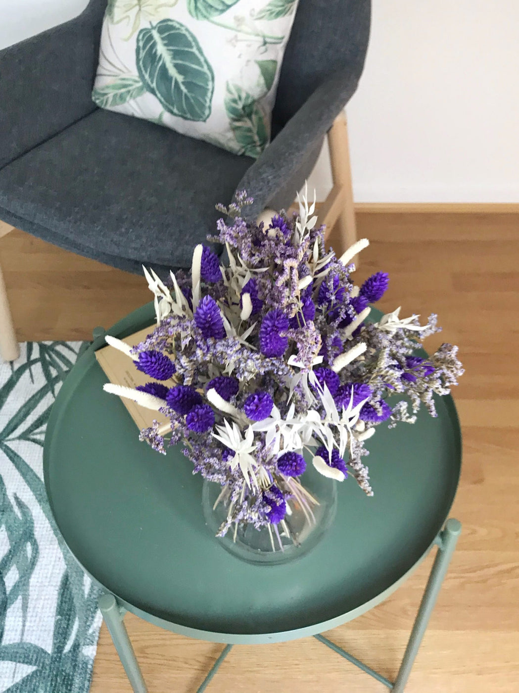 Dried Flower Bouquet with Limonium and Purple Phalaris - 