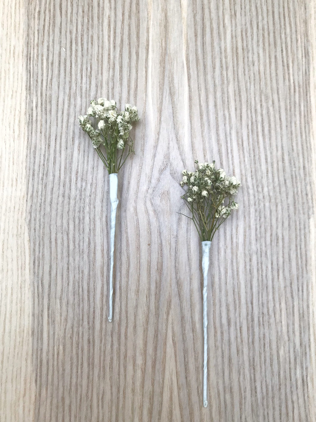 Two stabilized gypsophila spikes wedding hair decoration