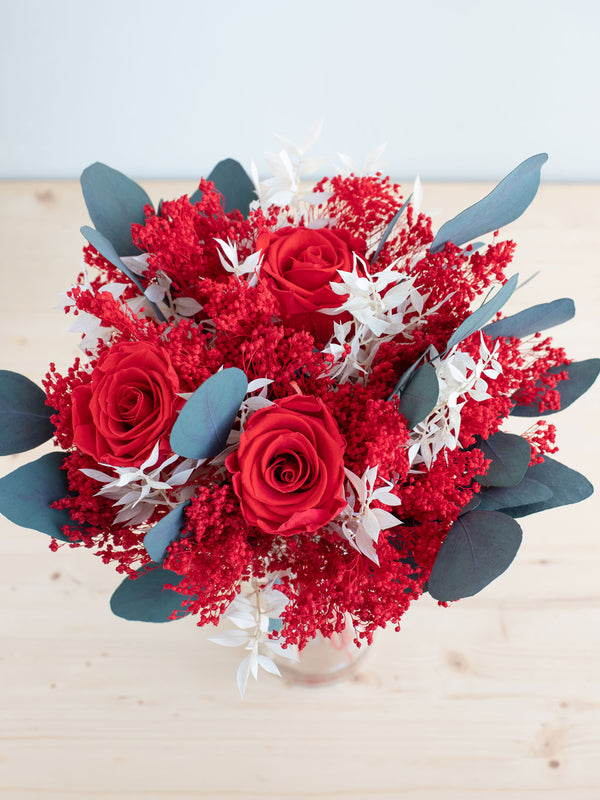 Bouquet with red eternal roses - Bouquet "Con Amore"